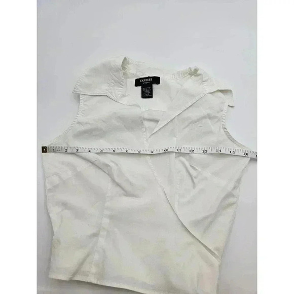 Express 90s Style Women's Size 3/4 White Collared Tie Wrap Crop Top - Picture 5 of 7